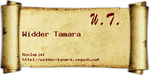 Widder Tamara névjegykártya